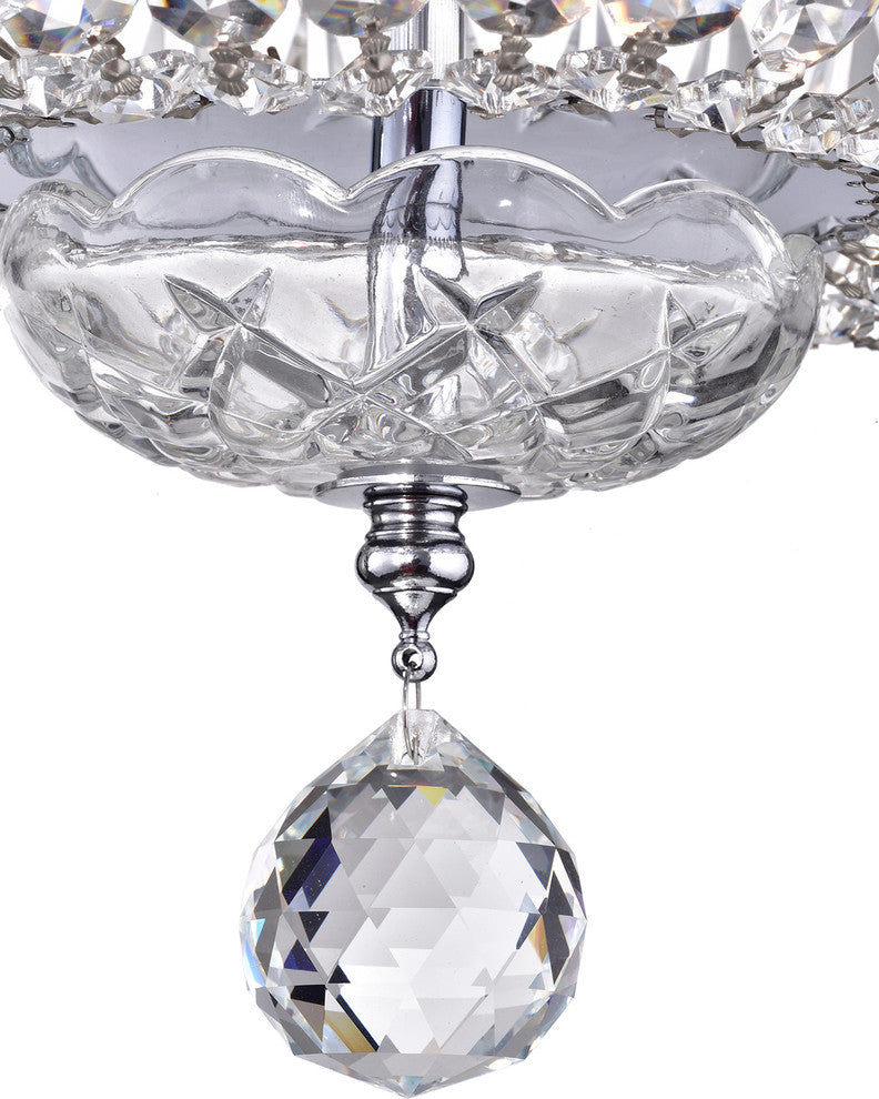 3-Light Chrome Finish Crystal Ceiling Flush Mount Chandelier Small Glam Lighting