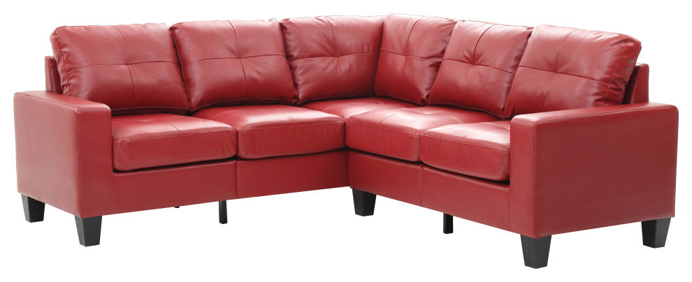 Kidd Sectional, Red Faux Leather