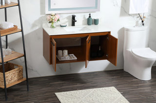 Home Living 40" Single Bathroom Vanity, Teak With Backsplash