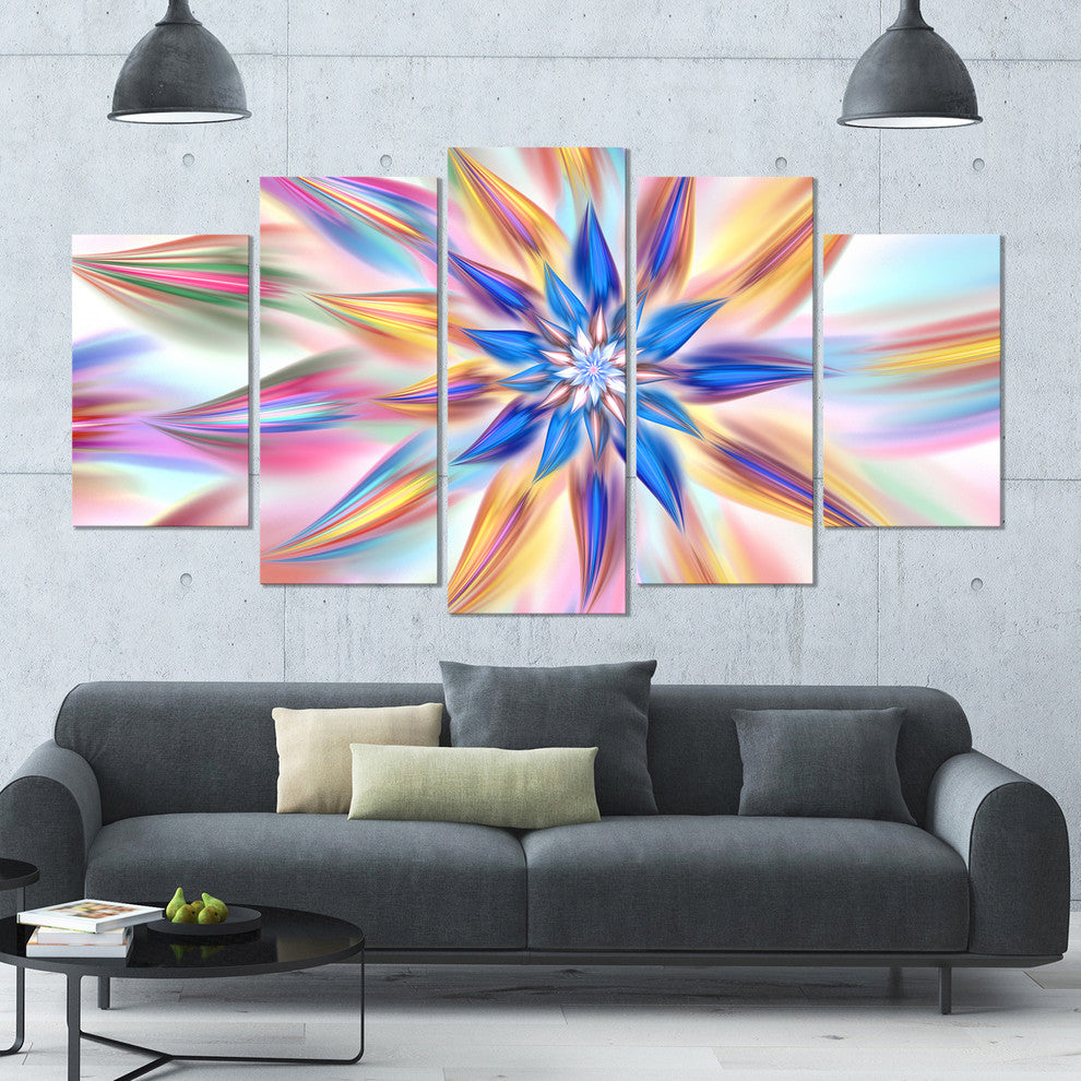 Exotic Dance of Multi Color Petals, Floral Canvas Art Print, 60"x32", 5 Panels