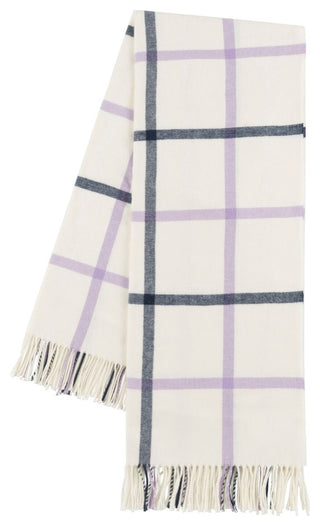 Italian Tattersall Plaid Throw, Lilac/Navy