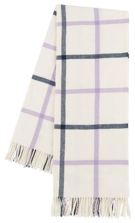 Italian Tattersall Plaid Throw, Lilac/Navy