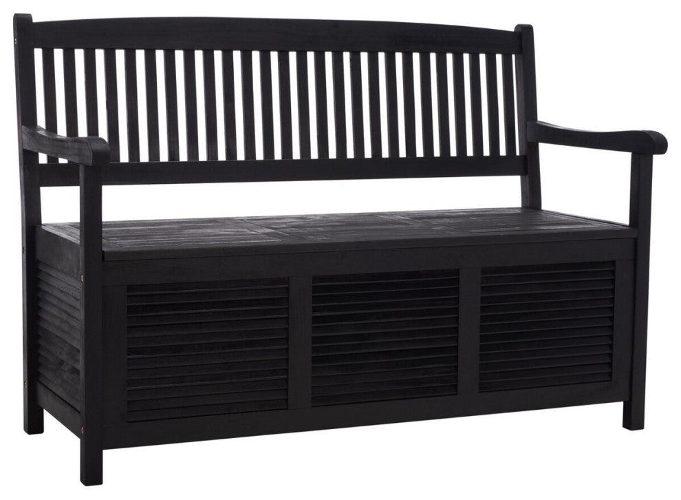 Safavieh Outdoor Brisbane Storage Bench Black