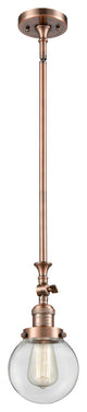 1-Light Beacon 6" Mini Pendant, Antique Copper, Glass: Clear