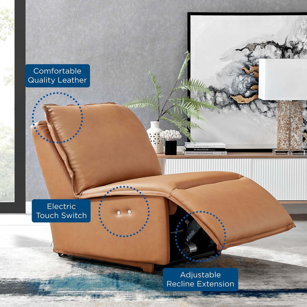 Accent Recliner Chair, Leather, Tan, Modern, Living Lounge Hotel Hospitality