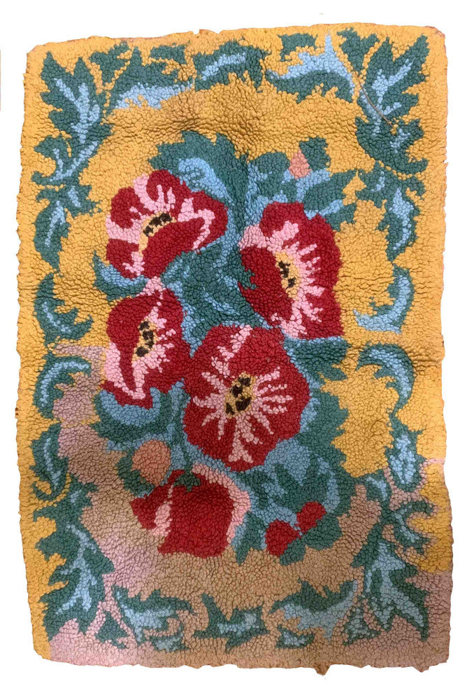 Handmade Vintage American Hooked Rug, 1.11'x2.10', 61cmx91cm 1960s