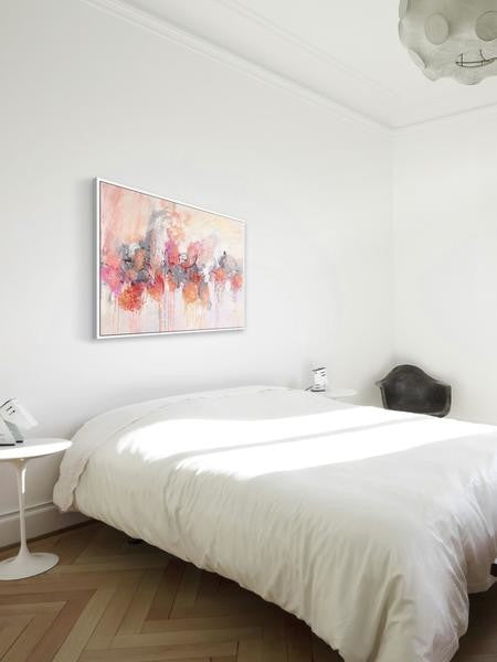 "Petal Patch II" Floater Framed Painting Print on Canvas, 45"x30"