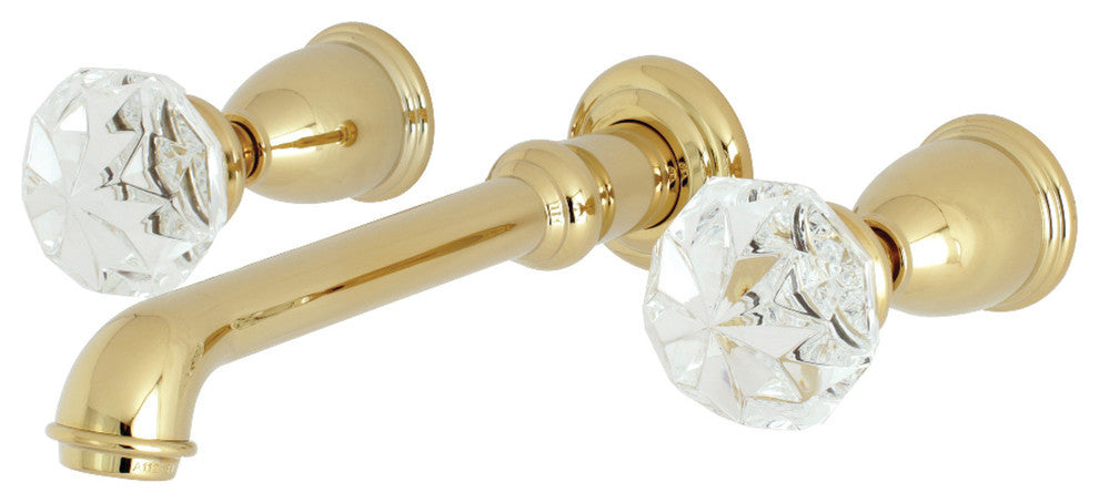 Kingston Brass Two-Handle Wall Mount Bathroom Faucet, Polished Brass
