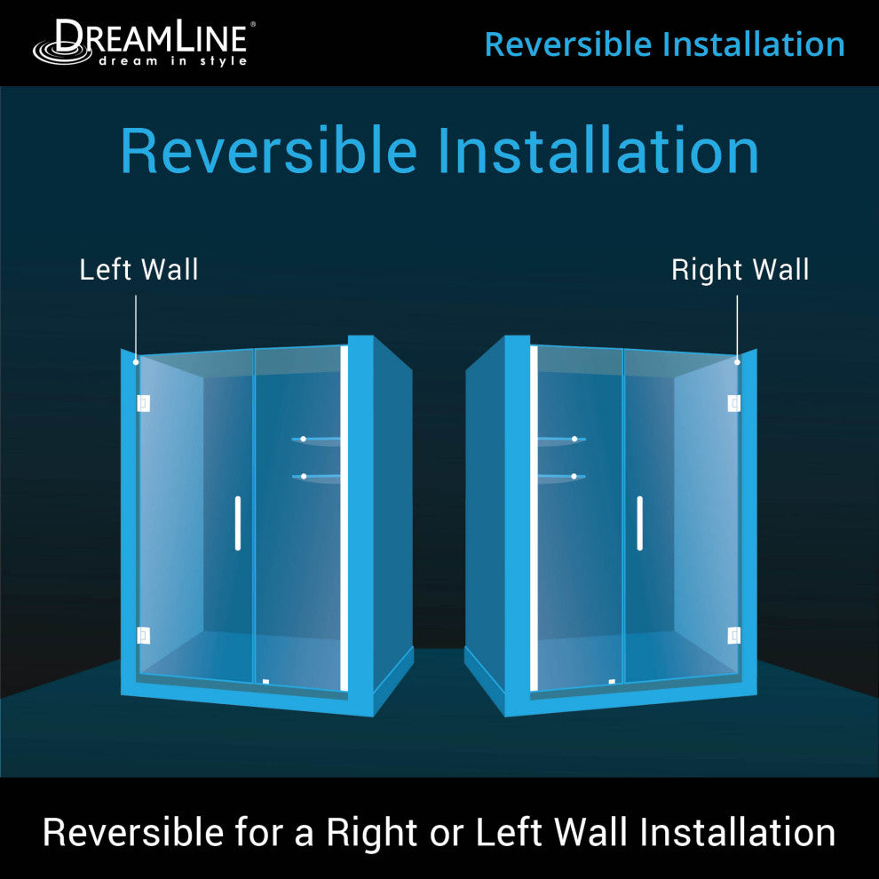 Dreamline Unidoor Min 53" To Max 54" Frameless Hinged Shower Door