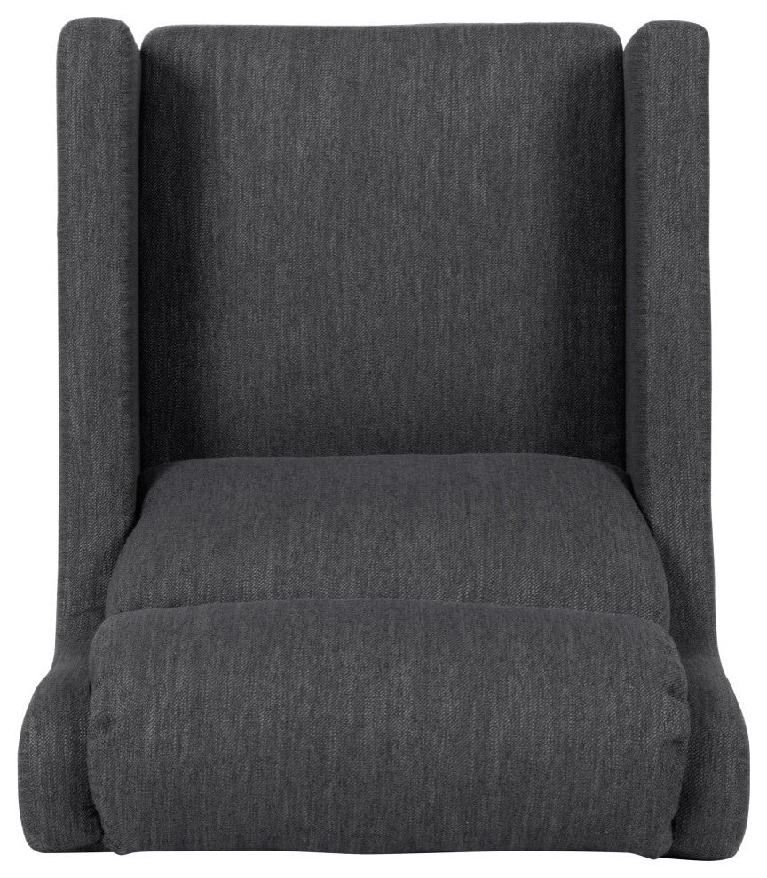 Anson Pillow Tufted Club Chair, Charcoal/Dark Brown, Fabric