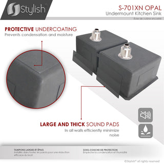 STYLISH 32in Graphite Black Double Bowl Undermount Stainless Steel Kitchen Sink