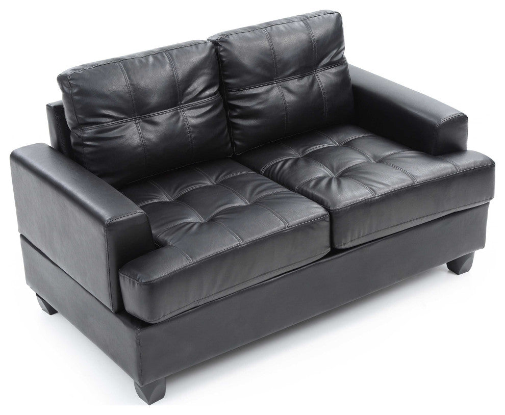 Sandridge 58 in. W Flared Arm Faux Leather Straight Sofa, Black