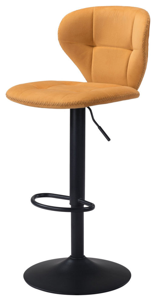 Bar Stool Chair Barstool, Steel Metal, Fabric, Yellow, Black, Cafe Bistro