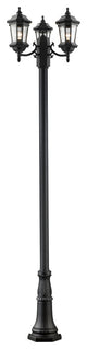 Zlite 540MP3-518P-BK 3-Light Outdoor Post Mounted Fixture, Clear Beveled
