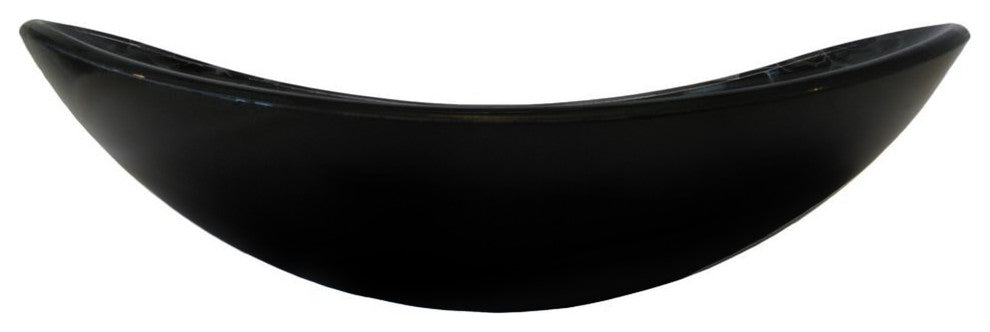 Novatto Tartaruga Oval Glass Vessel Sink and Drain, Matte Black