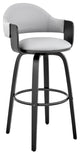 Daxton 26 Gray Faux Leather and Black Wood Bar Stool