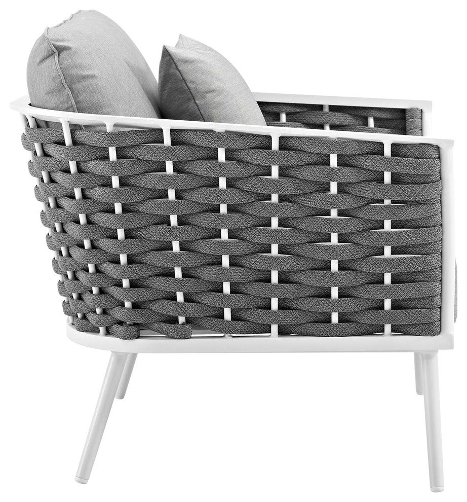 Stance Armchair Outdoor Patio Aluminum Set of 2, White Gray