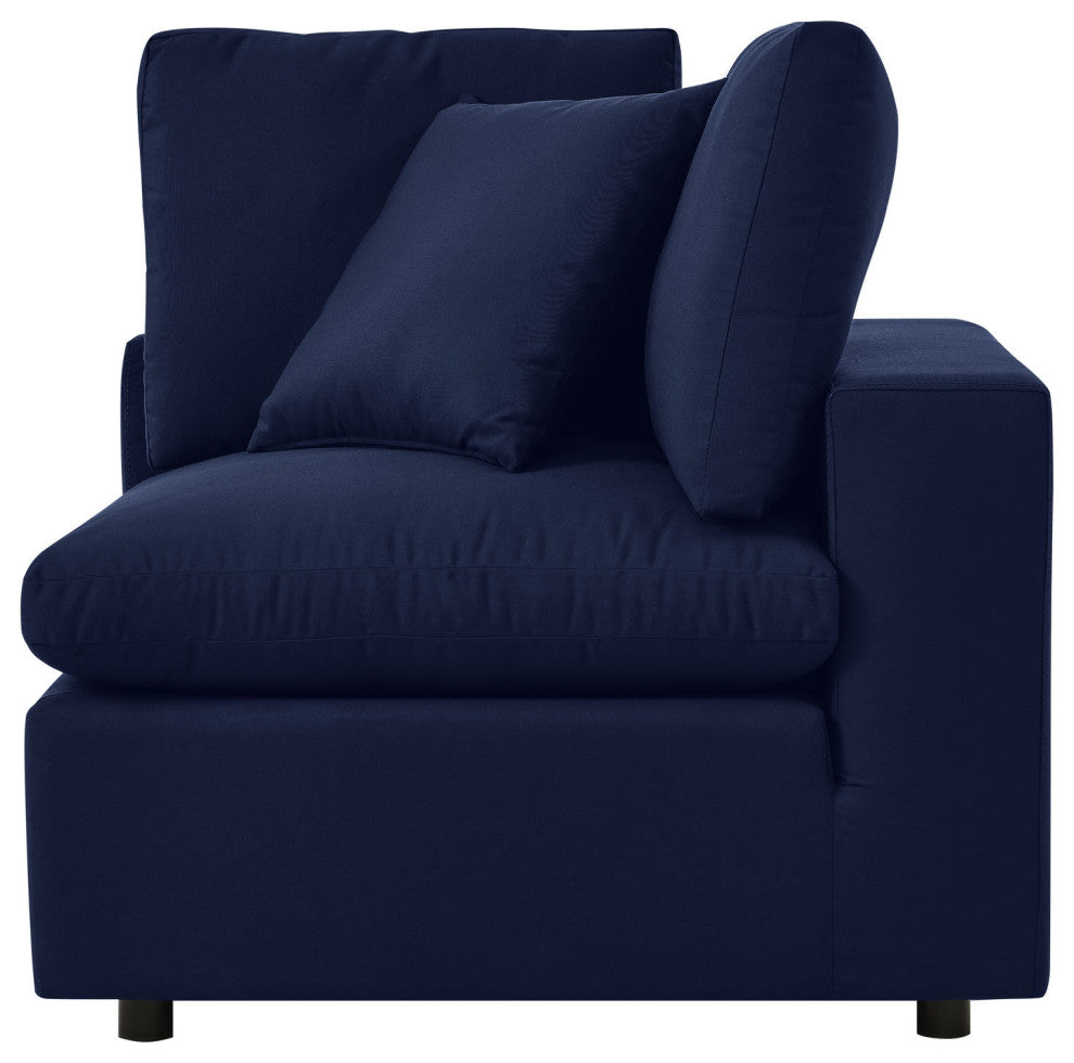 Modular Sectional Deep Sofa Chair Set, Sunbrella, Blue Navy, Outdoor Patio