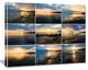 Sea Sunset Collage, Landscape Canvas Art Print, 20"x12"