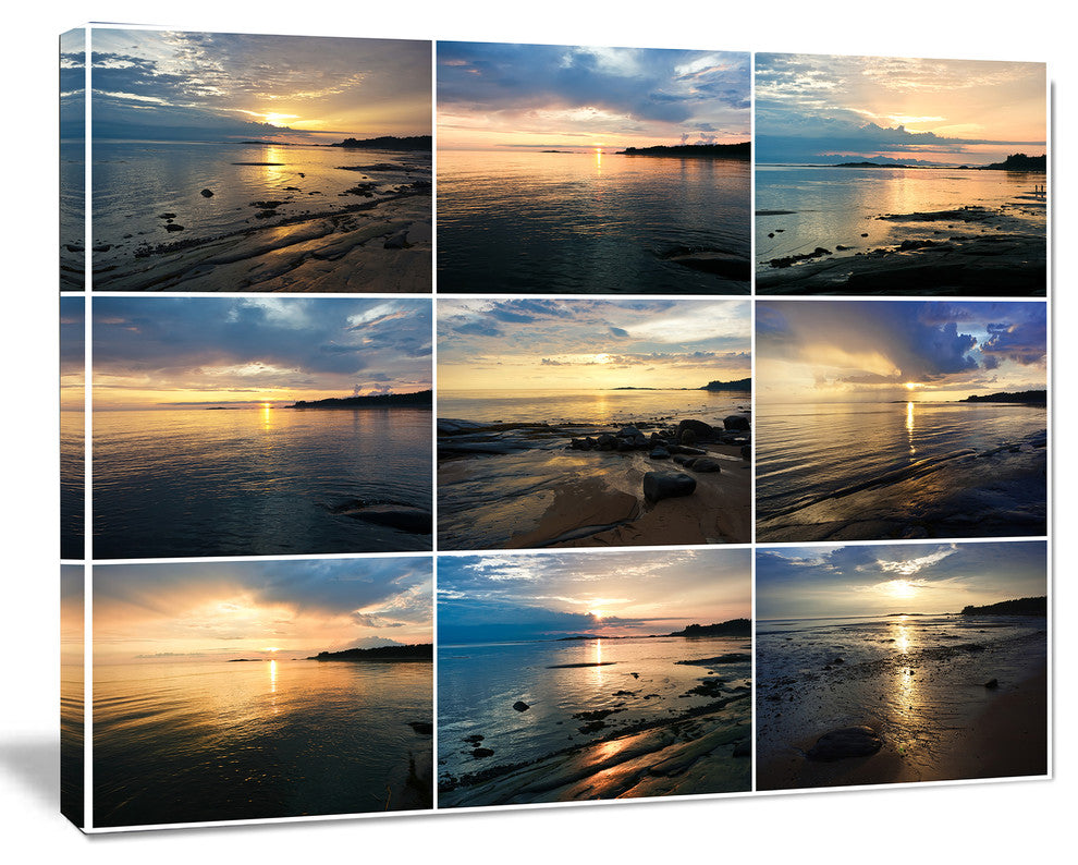 Sea Sunset Collage, Landscape Canvas Art Print, 20"x12"