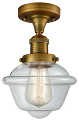 1-Light Oxford 11" Semi-Flush Mount, Brushed Brass, Glass: Clear