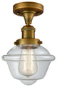 1-Light Oxford 11" Semi-Flush Mount, Brushed Brass, Glass: Clear