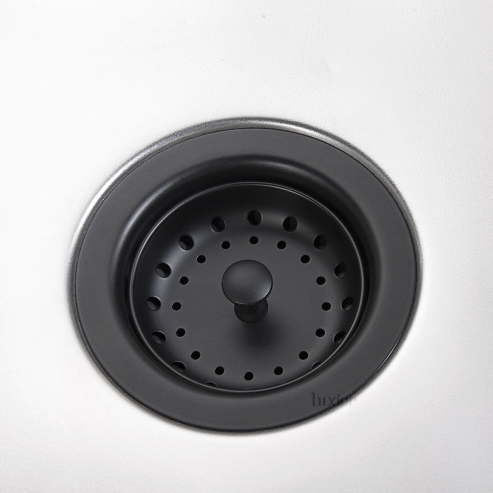 Luxier KS01 3.5" Drop-In Kitchen/Bar Sink Basket Strainer, Matte Black