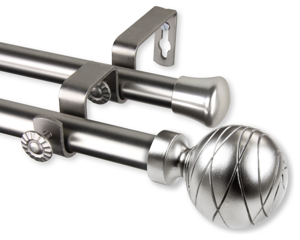 Arman Double Curtain Rod, Satin Nickel, 66-120"