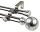 Arman Double Curtain Rod, Satin Nickel, 66-120"