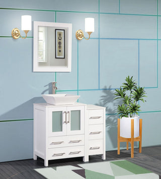 Vanity Art Bathroom Vanity Set With Sink, White, 36", Standard Mirror