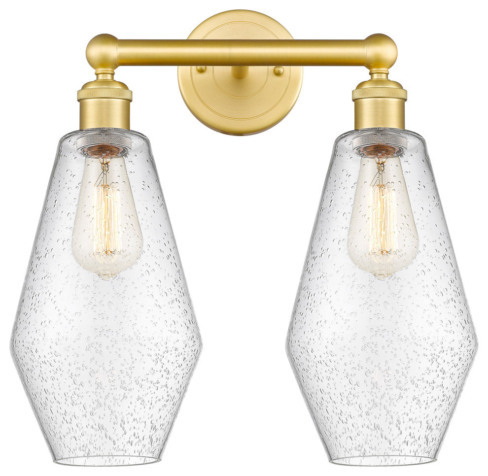 Cindyrella 2-Light 16" Bath Vanity Light, Satin Gold, Seedy Shade