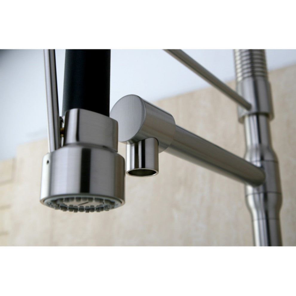 Kingston Brass Single-Handle Pre-Rinse Kitchen Faucet, Brushed Nickel