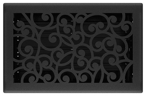 Wonderland Floor Register, Black Iron, 6x10