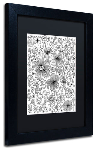 Elizabeth Caldwell 'Butterfly Blooms' Art, Black Frame, Black Mat, 11x14