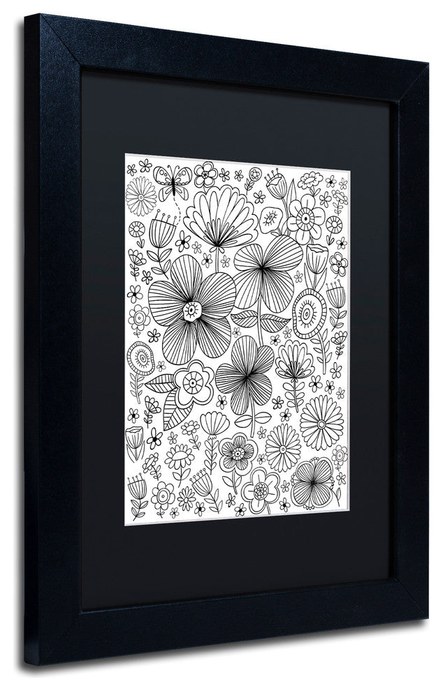 Elizabeth Caldwell 'Butterfly Blooms' Art, Black Frame, Black Mat, 11x14