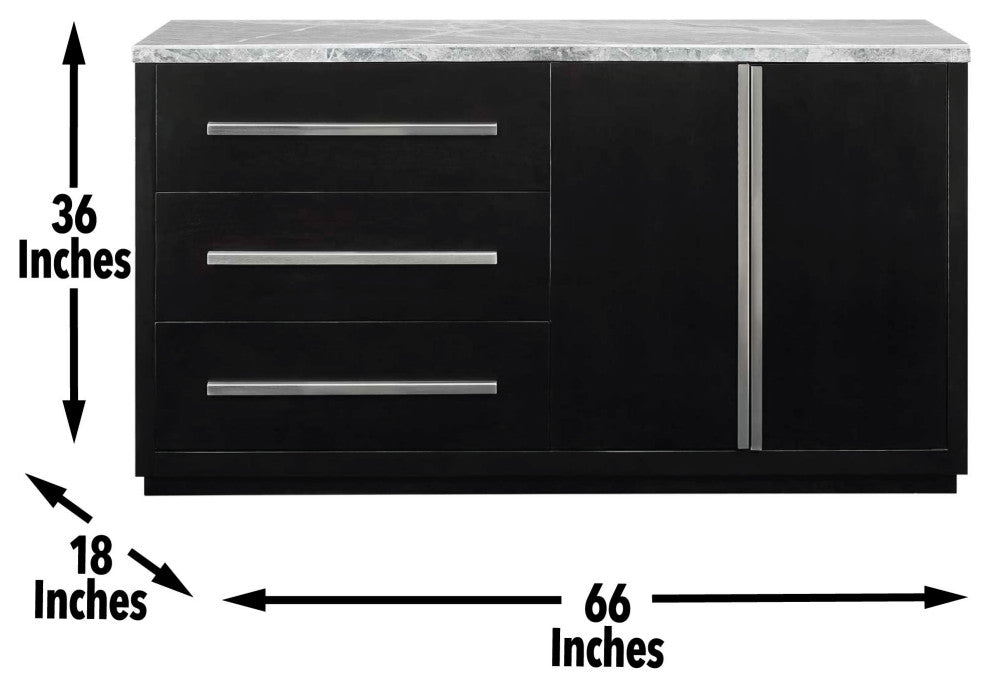 Camila White Marble Top Server, Gray