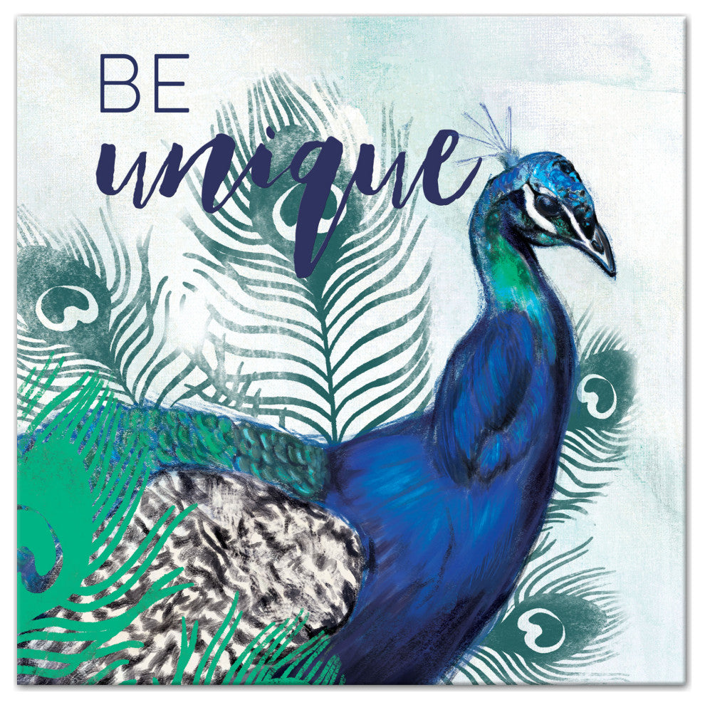 Sketchy Peacock 2 16x16 Canvas Wall Art