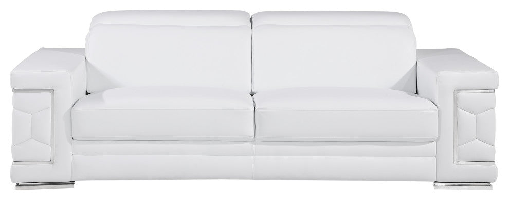 Oliver Genuine Leather Sofa, White
