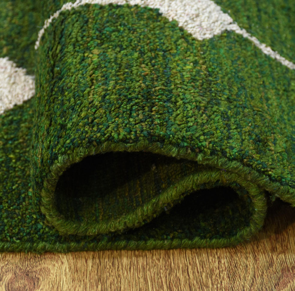 HAND KNOTTED LOOM SILK ECO-FRIENDLY AREA RUG -6'x9',Rectangle,Green,Contemporary