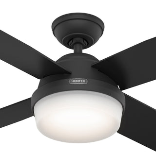 Hunter 52" Dempsey Matte Black Ceiling Fan, LED Kit, Remote