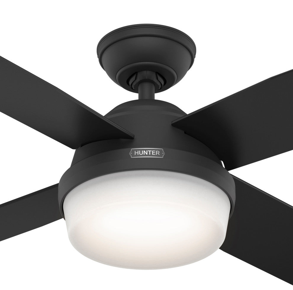 Hunter 52" Dempsey Matte Black Ceiling Fan, LED Kit, Remote