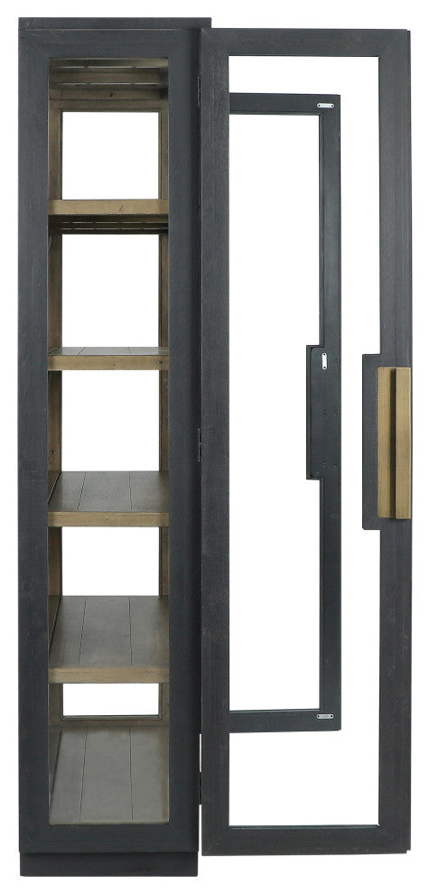 Larson 82" Reclaimed Pine Wood Cabinet, Black