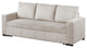 Corduroy Upholstered Convertible Sofa With Cushion Back, Ivory Finish