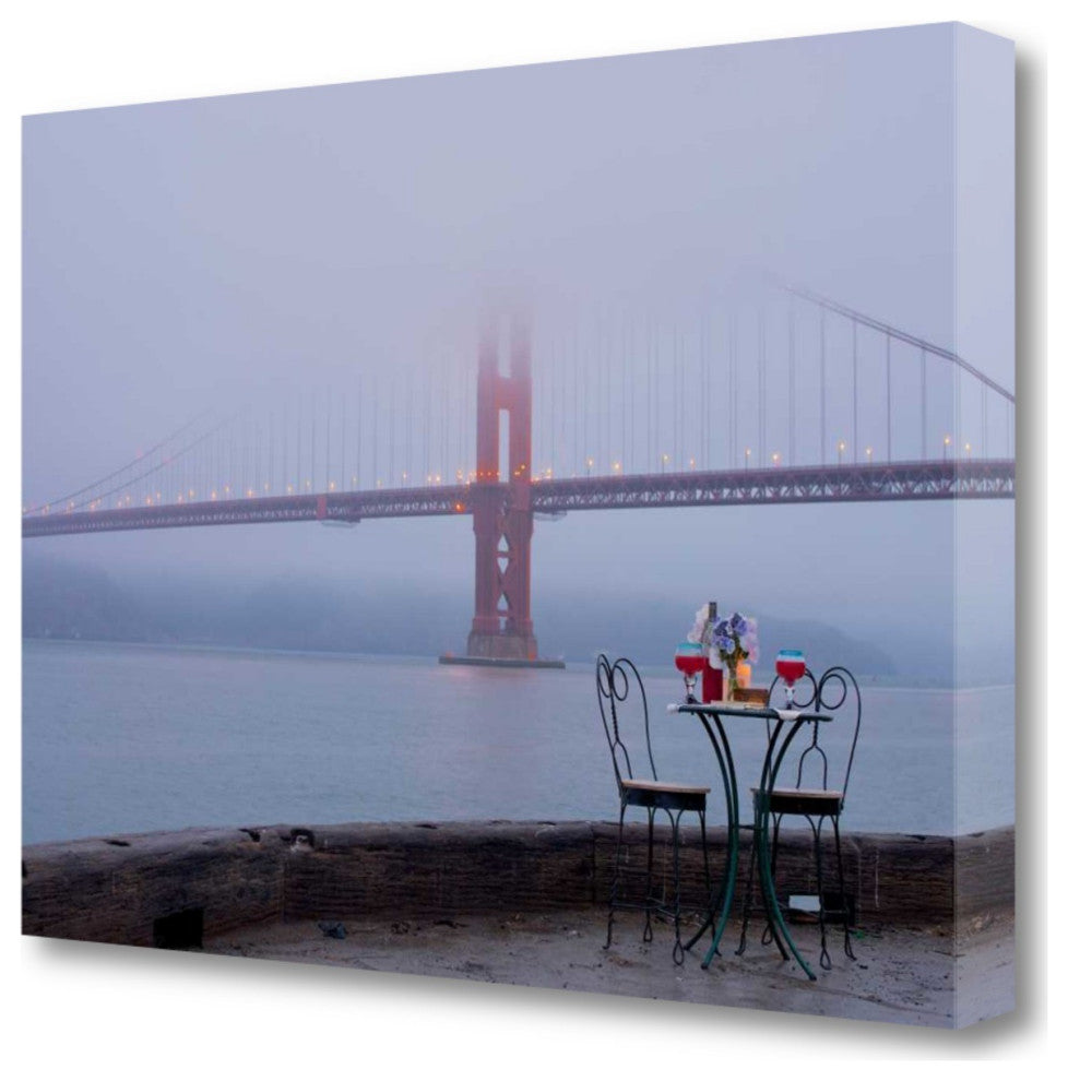 Wine Time For Two Golden Gate Bridge 3 Giclee Wrap Canvas Wall Art