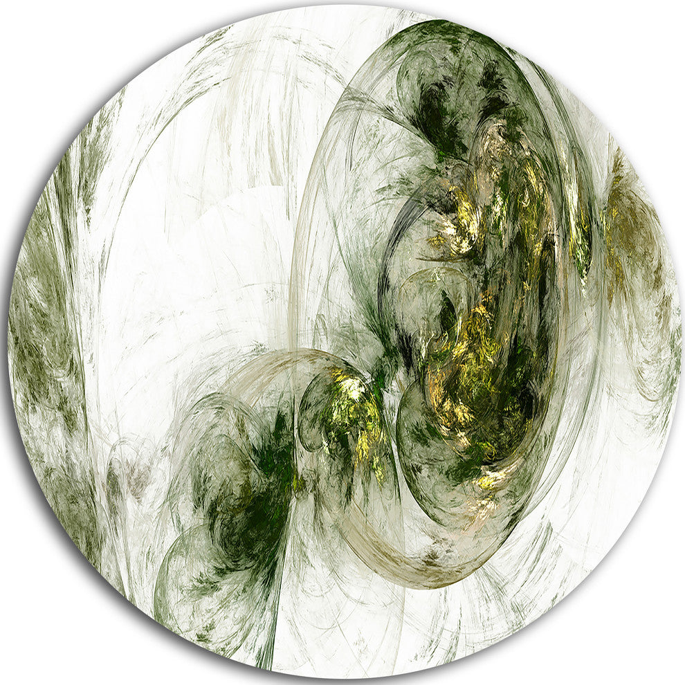 Colored Smoke Green, Abstract Digital Art Disc Metal Artwork, 23"