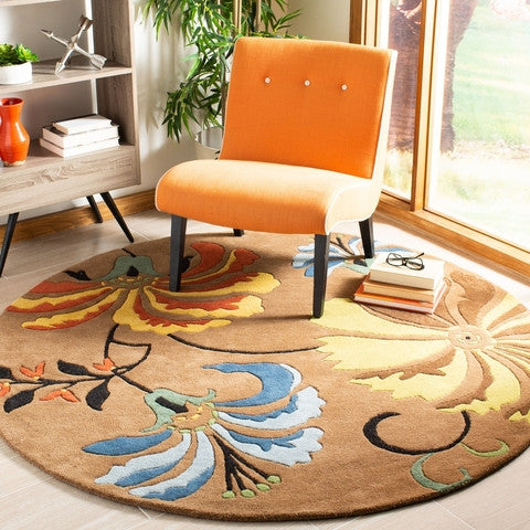 Safavieh Soho Soh740A Floral Rug, Brown/Multi, 6'0" X 6'0"