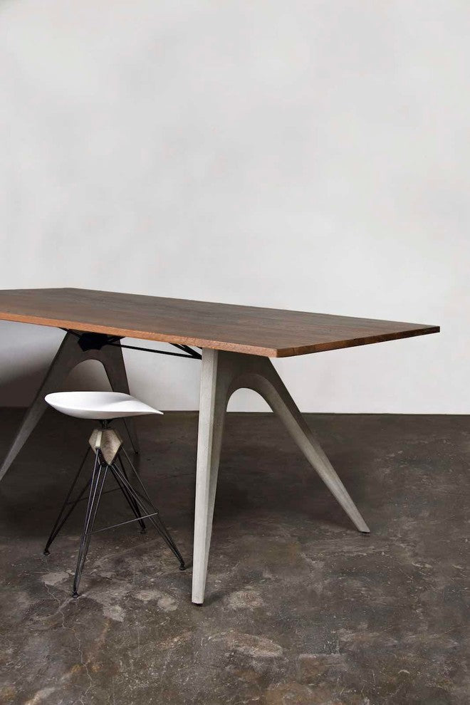 Kahn Counter Height Dining Table in Seared Oak and Cast Concrete