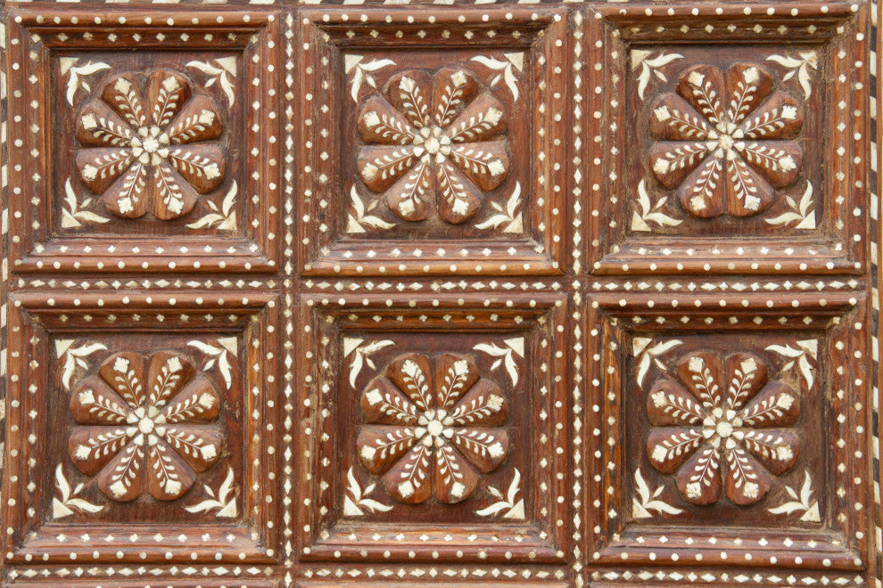 Extraordinary Sunburst Indo-Portuguese Inlaid Arched Door