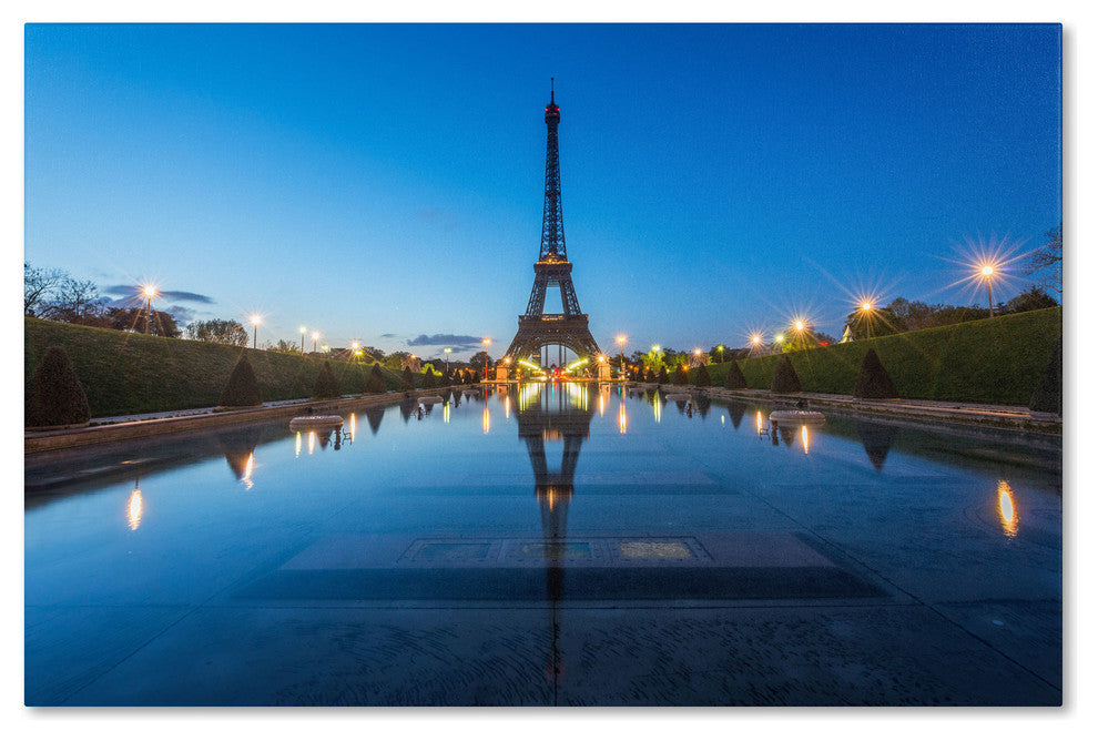 'Blue Hour in Front of the Eiffel Tower' Canvas Art by Mathieu Rivrin