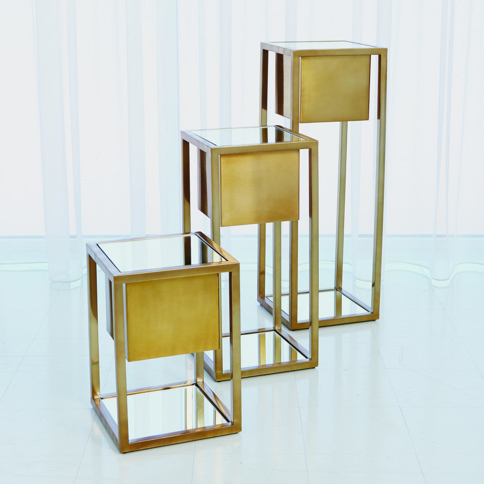 Escher Pedestal Planter - Brass, Large